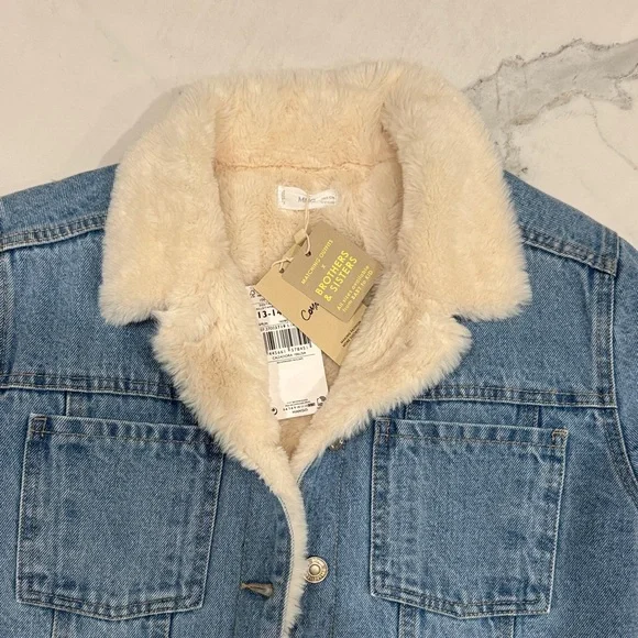Mango fur lined denim jacket